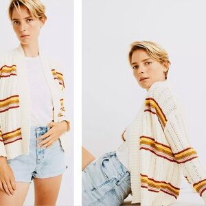 Madewell Cream Cardigan with Multicolor Stripes